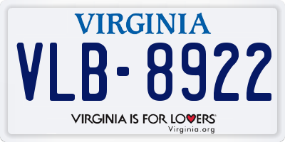 VA license plate VLB8922