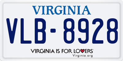 VA license plate VLB8928
