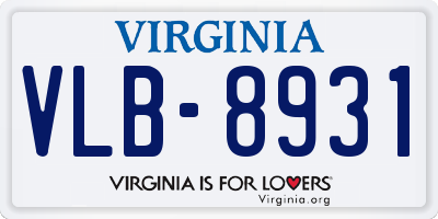 VA license plate VLB8931