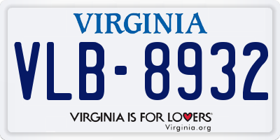 VA license plate VLB8932