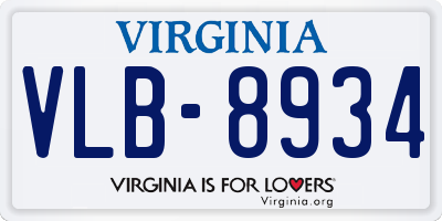 VA license plate VLB8934