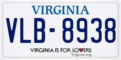 VA license plate VLB8938