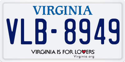 VA license plate VLB8949