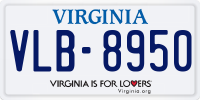 VA license plate VLB8950
