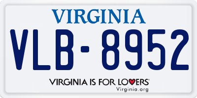 VA license plate VLB8952