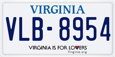 VA license plate VLB8954
