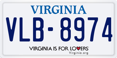 VA license plate VLB8974