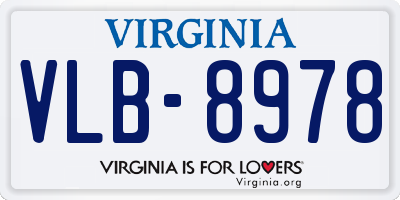 VA license plate VLB8978