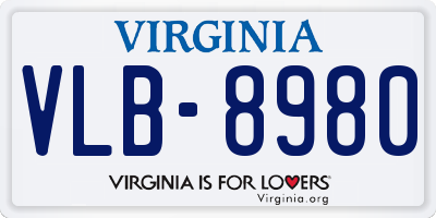VA license plate VLB8980