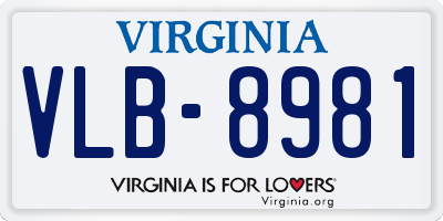 VA license plate VLB8981