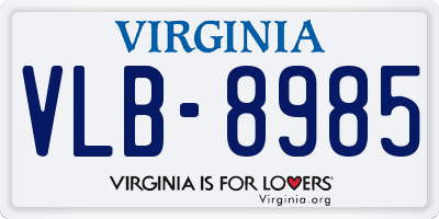 VA license plate VLB8985