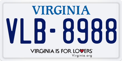 VA license plate VLB8988