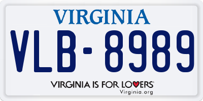 VA license plate VLB8989