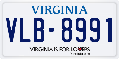 VA license plate VLB8991