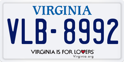 VA license plate VLB8992