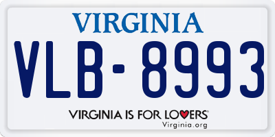 VA license plate VLB8993