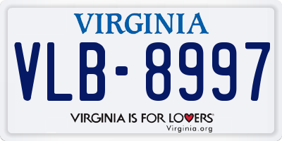 VA license plate VLB8997
