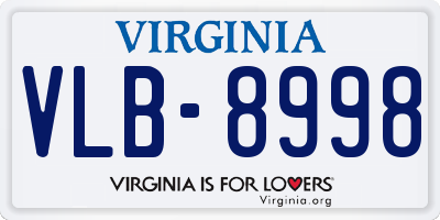 VA license plate VLB8998