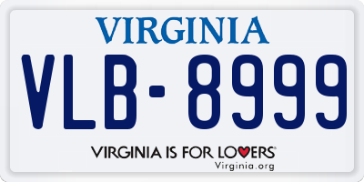 VA license plate VLB8999