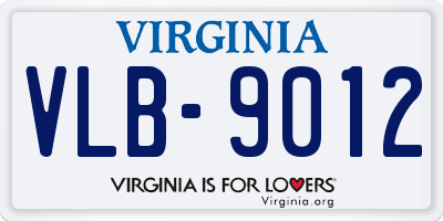 VA license plate VLB9012