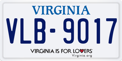 VA license plate VLB9017
