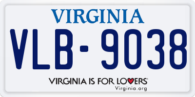 VA license plate VLB9038