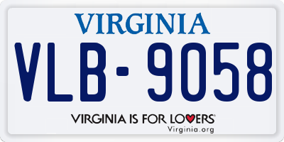 VA license plate VLB9058