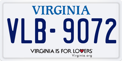 VA license plate VLB9072