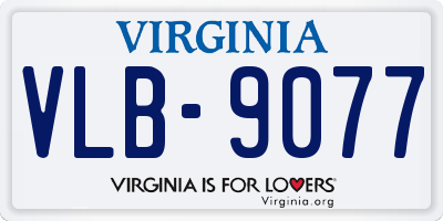 VA license plate VLB9077