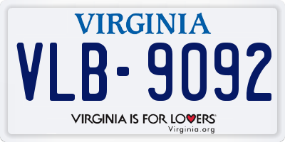 VA license plate VLB9092
