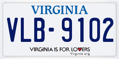 VA license plate VLB9102