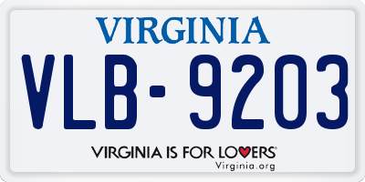 VA license plate VLB9203