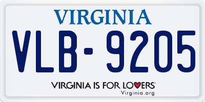VA license plate VLB9205