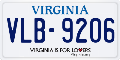 VA license plate VLB9206