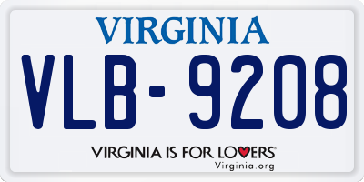 VA license plate VLB9208