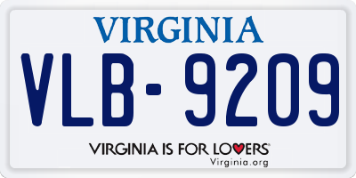 VA license plate VLB9209