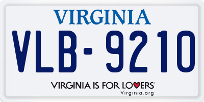 VA license plate VLB9210