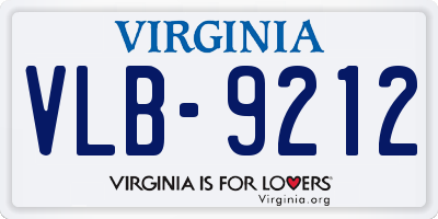 VA license plate VLB9212