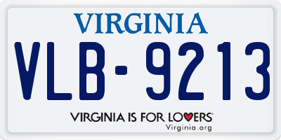 VA license plate VLB9213