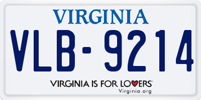 VA license plate VLB9214