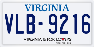 VA license plate VLB9216