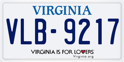 VA license plate VLB9217