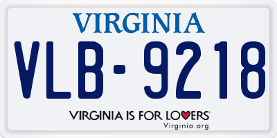 VA license plate VLB9218