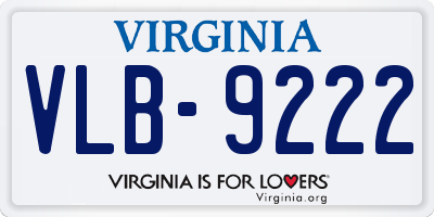 VA license plate VLB9222
