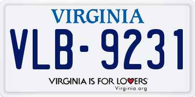 VA license plate VLB9231