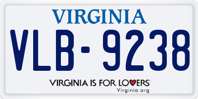 VA license plate VLB9238