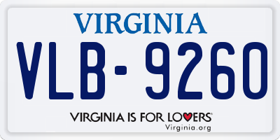 VA license plate VLB9260