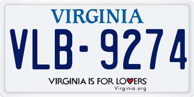 VA license plate VLB9274