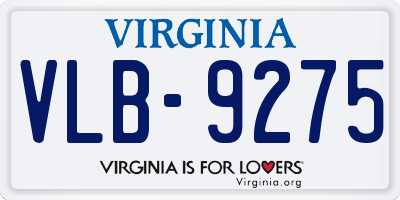 VA license plate VLB9275