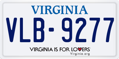 VA license plate VLB9277